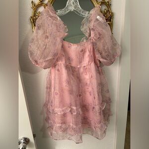 Pink ruffle mini dress